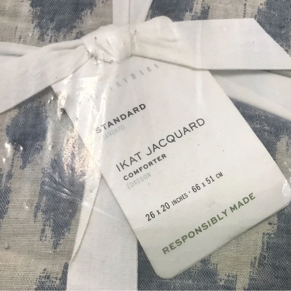Pottery Barn Ikat Jacquard Comforter Sham Blue Standard 26 x 20” Chambray New